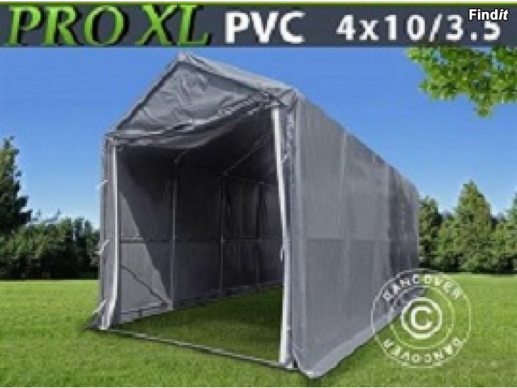 Säljes Lagertält PRO XL 4 x 10 x 3,5 x 4,59 m PVC Grå 600 g/m²